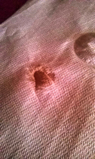 Image of a heart on the kitchen towel