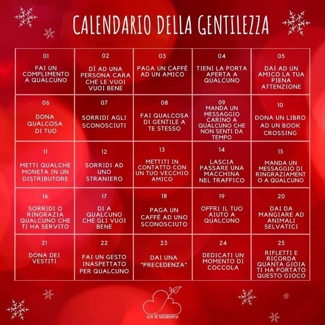 Calendario dell'Avvento con azioni gentili da fare